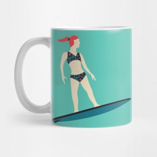 STOKED SURFER GIRL Tropical Summer Ocean Surfing Surfboard Sports - UnBlink Studio by Jackie Tahara Mug